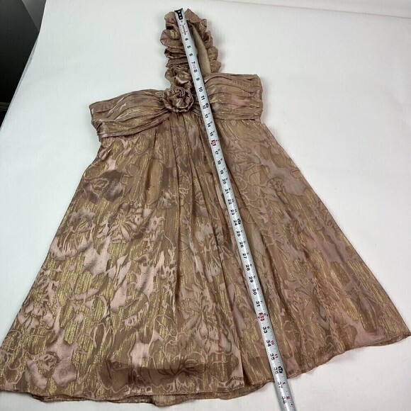 Betsy & Adam Y2K Gold Babydoll Mini Dress 10 Ruffled Fairycore New Years Party - Picture 9 of 13